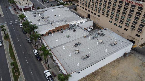 Commercial flat roof with torch down by Hexagon Roofing Monterey Park, CA Roofing contractor, Roof repair in Irvine, CA