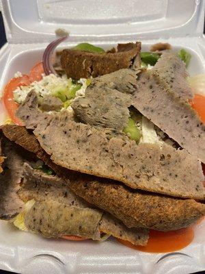 Greek Salad with gyro meat added