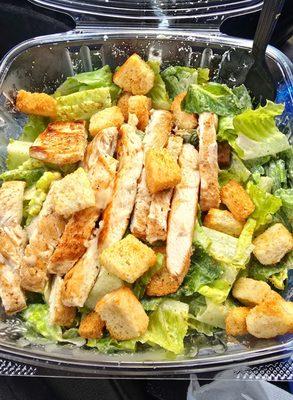 Ceaser Salad with Grilled Chicken. Grilled chicken is very tasty. Pretty large portion.