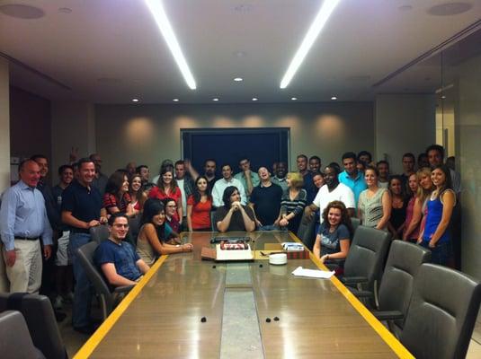 The Blue Fountain Media team celebrates birthdays in our main conference room.