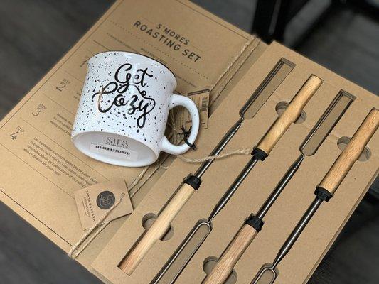 Give a gift that creates an experience... Smores kit & coffee cup- under $50