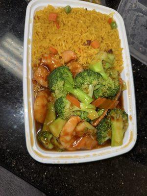 Shrimp with Broccoli pork fried rice