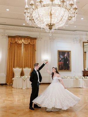 The bride and groom in the east room for their reception