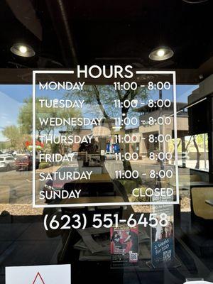 Hours: Monday-Saturday 11AM-8PM