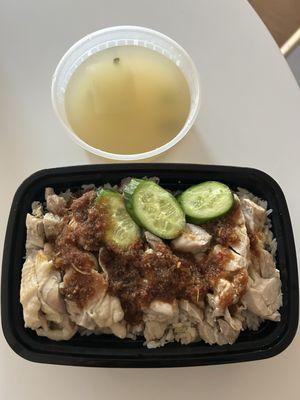 Hainese No. 1 Steamed Chicken Rice with soup!