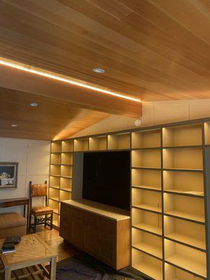 LED lighting in the cubbies of the cabinets