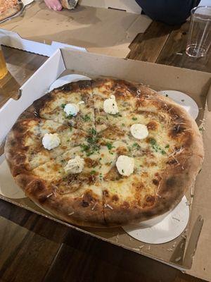 Mangia white pizza with fresh ricotta cheese.