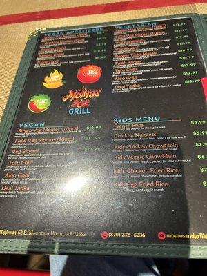 menu