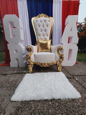 single throne chair with baby letters