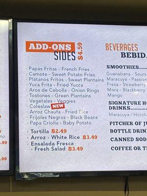 Sides menu