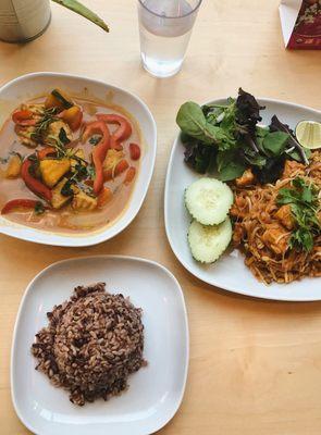 Panang Tofu Pumpkin Curry with Brown Rice + Pad Thai