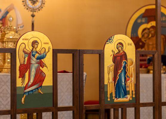 The Royal Doors of our iconostasis (icon screen) depict the Annunciation