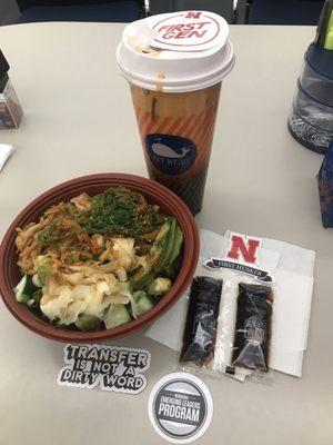 Large Thai Bubble Tea and a Large Hawaiian Tuna Poke Bowl.