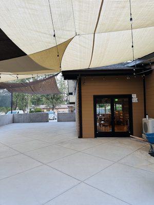 Outside dining area in progress