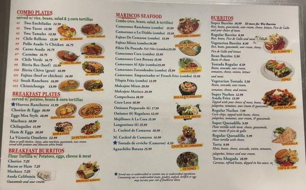 Menu as of 11.23.21