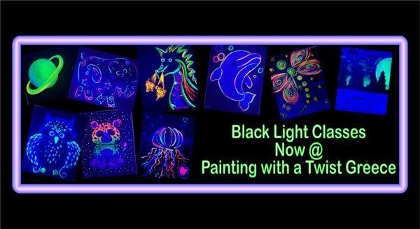 Now offering Black Light Classes.  Watch the canvas glow while everyone's faces light up with joy!