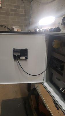 Weatherproof control box with PLC and HMI touch screen