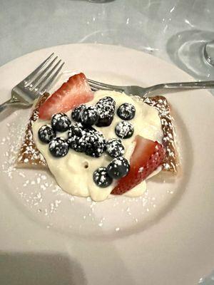 Dessert: berry tart. Very fresh homemade cream and fresh berries.