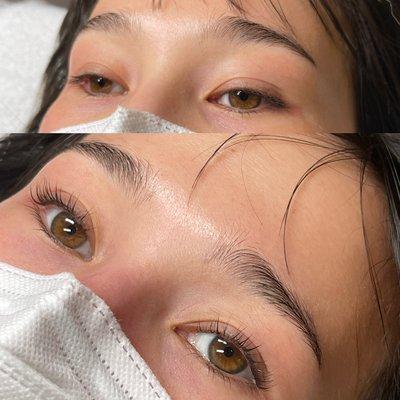 Before and after lash lift