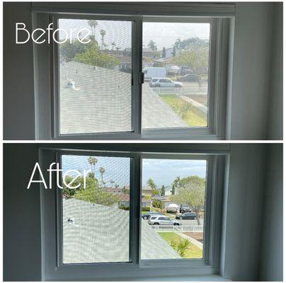 What a huge difference right! Post construction window cleaning. (Costa Mesa)