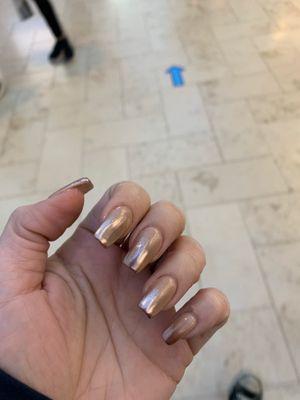 Ombré rose gold chrome on dip