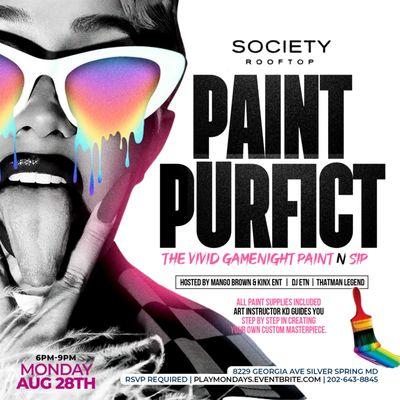 Play Monday Paint Purfict Paint and Sip at Society Rooftop