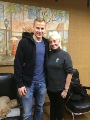 I was in Best Chicago Barber's today and saw this photo with the new Chicago Blackhawks player Richard Panik and Helen.  Love this shop!