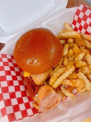 one 1 Chicken Slider with Fries