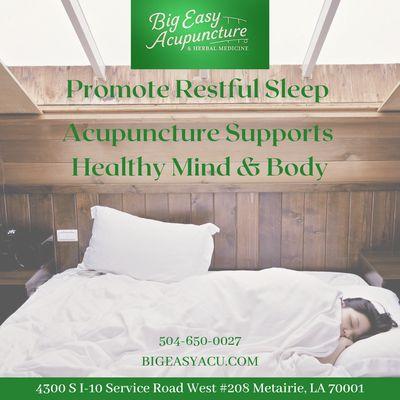 Acupuncture helps promote restful sleep