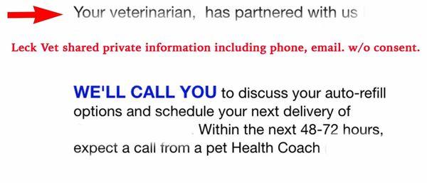 Leck Veterinary partner company.  *business name removed to respect privacy.