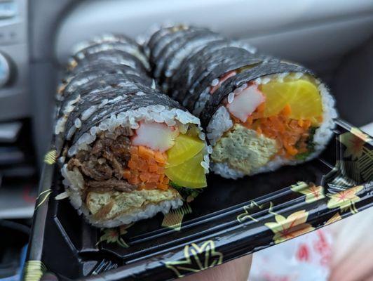 Bulgogi and veggie kimbap