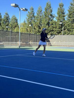 Well maintained tennis courts with lights.