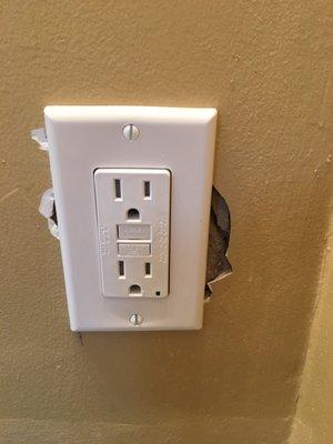 The finished work of an outlet install. One of several.