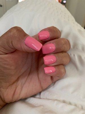 Pink dip manicure