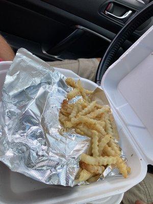 Reuben and frozen crinkle cut fries