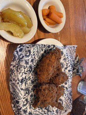 Country Southern Fried Chicken with carrots and Fried Apples