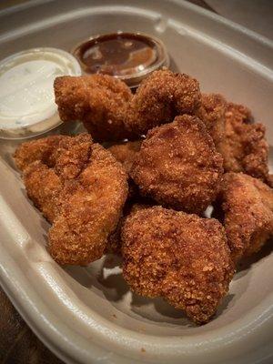 Chicken Breast Bites. These were good, itty bitty too dry for my taste but still good. And who doesn't like Healthy Chicken Nuggies?