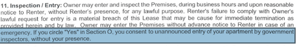 Consenting to blanket warrantless search without your presence.