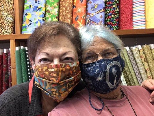 Mary and Ginny styling in our Covid masks