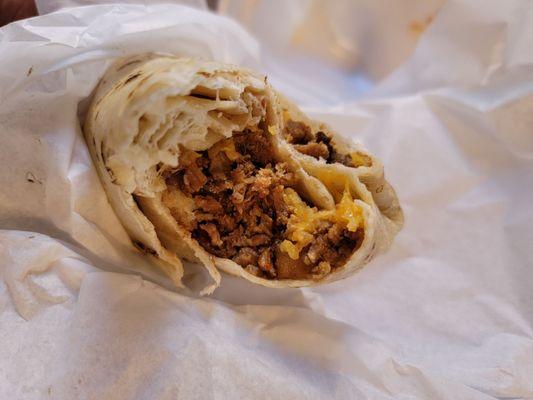 Steak Potato and Cheese burrito