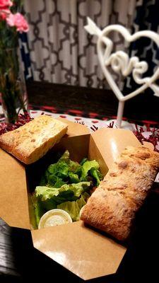 Salad and bread to-go..