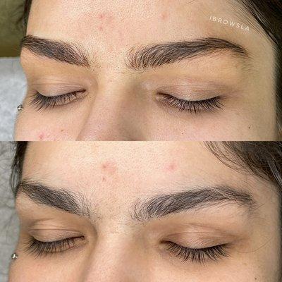 Microblading - Filled in the brows with Hairstrokes for a natural result.
Permanent makeup at iBrowsLA in Encino, Los Angeles