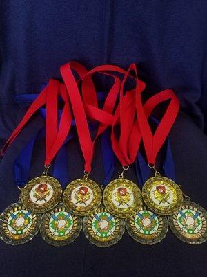 Medals with mylar stickers