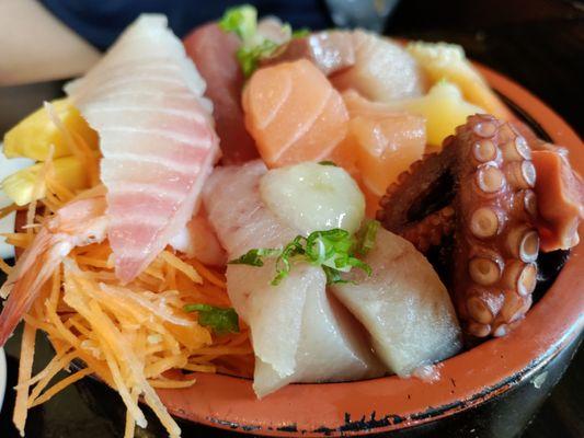 Chirashi (assorted sashimi over rice)