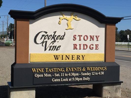 Crooked Vine winery monument