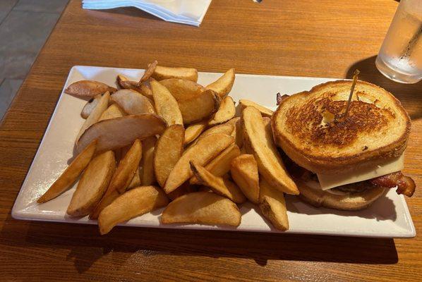 Grilled Sourdough Burger with a generous portion of JoJo's.