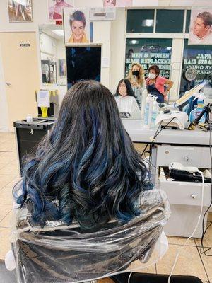 Blue highlights