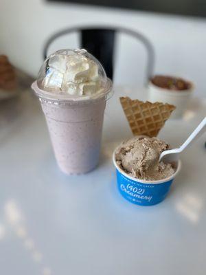 Strawberry shake and Cinnamon Snickerdoodle