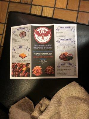 Back of menu