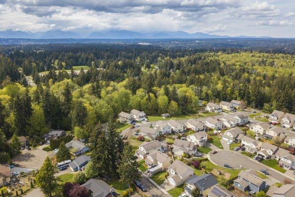 Overhead drone listing photo of Bremerton Washington neighborhood - Kamina Flemming